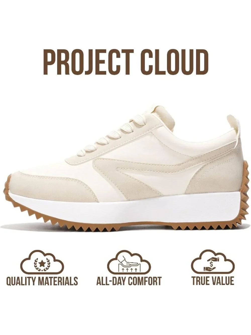 Women's Balinda Beige Confrontable Memory Foam Lightweight Lace Up Sneaker Shoes